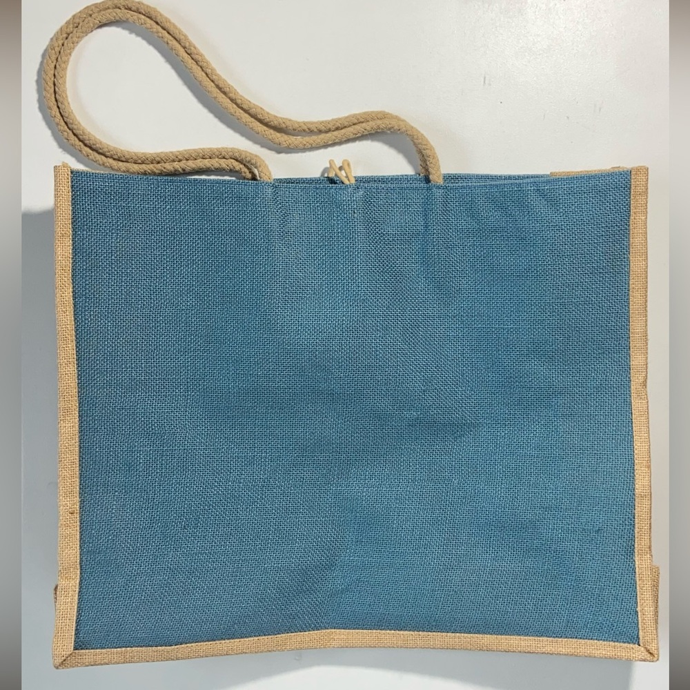 Montage Laguna Beach Resort Large Cornflower Blue Natural Jute Tote Bag Like New - Picture 8 of 16